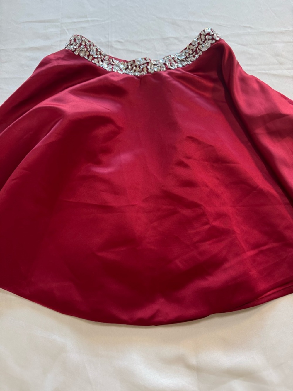 Red Rhinestone Two Piece Prom Dress Set Halter Beaded Formal - Picture 14 of 16